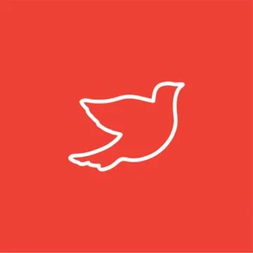 Bird Line Icon On Red Background. Red Flat Style Vector Illustration. Stock Illustration