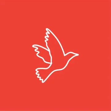Bird Line Icon On Red Background. Red Flat Style Vector Illustration. Stockillustratie