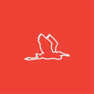 Bird Line Icon On Red Background. Red Flat Style Vector Illustration. Stock Illustration