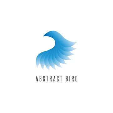 Bird log gradient blue style, abstract winged idea delivery emblem, creative  Stock-Illustration