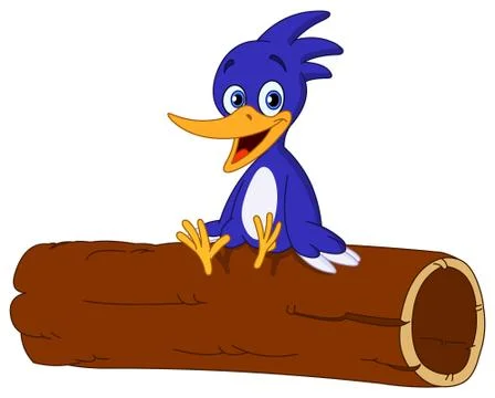 Bird on log 库存插图
