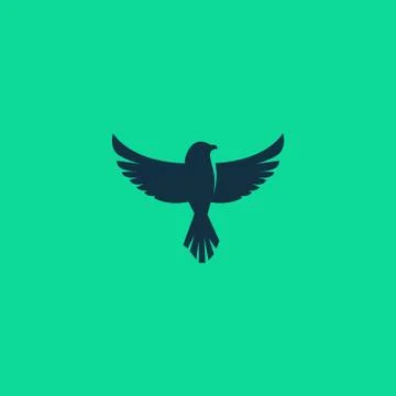 Bird logo clean and modern style isolated on green background Stock Illustration