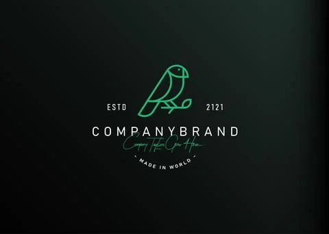 Bird logo design inspiration. Vector illustration of a bird perching on a twi Иллюстрация