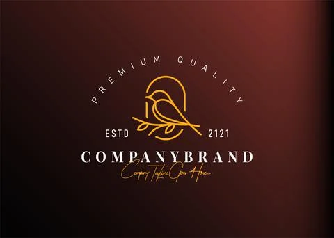 Bird logo design inspiration. Vector illustration of a bird perching on a bra Stock Illustration