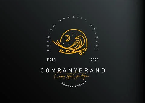 Bird logo design inspiration. Vector illustration of a bird perching on a bra Иллюстрация