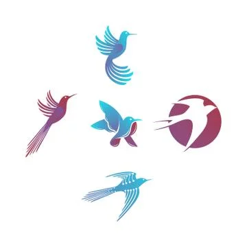 Bird logo design templates vector Set Stock Illustration