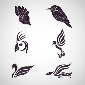 Bird logo icon vector set Stock Illustration