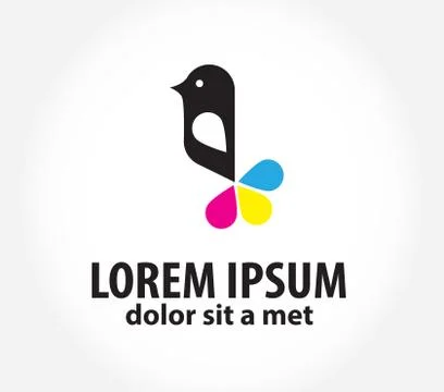 Bird logo, logo design template for printing, polygraphy Stock Illustration