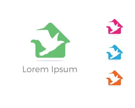 Bird logo vector design, eagle in home icon. Stock Illustration