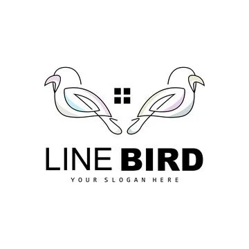 Bird Logo, Vector Hummingbird, Simple Simple line Style Design, Bird Wings .. Stock Illustration