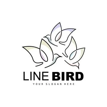 Bird Logo, Vector Hummingbird, Simple Simple line Style Design, Bird Wings .. Stock Illustration