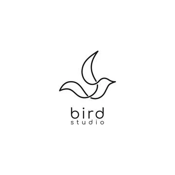 Bird logo vector line outline monoline art icon Vector Stock Illustration