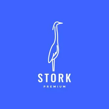 Bird long neck stork white line modern minimal logo design vector Stock Illustration