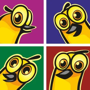 Bird look. Vector color flat illustration. Isolated on color background Illustration