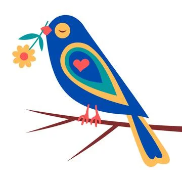 A Bird in Love. Icon Vector for St Valentine's Day Art. 库存插图