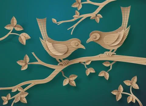 Bird in love. Illustrazione stock