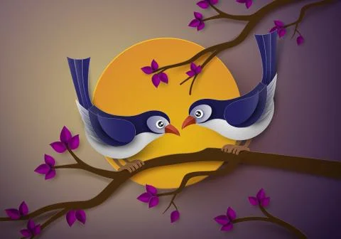 Bird in love. Stock Illustration