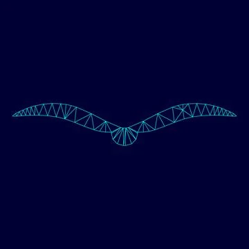 Bird low poly triangulation triangulated polygonal electric cyan blue vibrant Stock Illustration