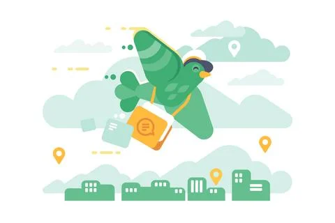 Bird Mail Delivery Stock Illustration