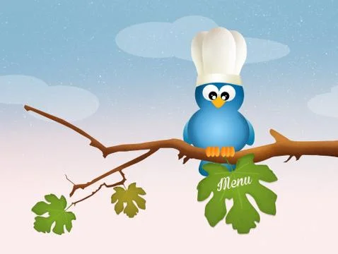 Bird with menu on the leaf Stock Illustration