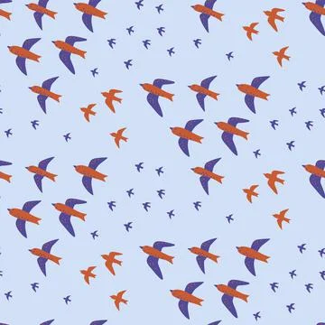 Bird migration seamless pattern Stock Illustration