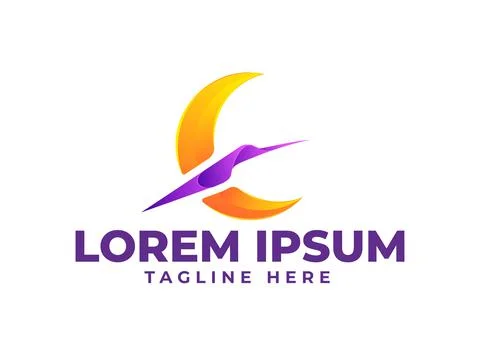 Bird moon logo design template Stock Illustration