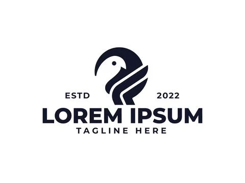 Bird moon logo design template Stock Illustration