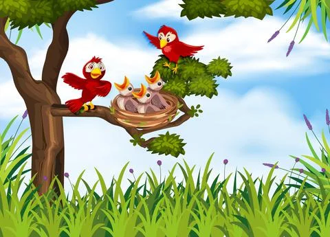 Bird in nature background Stock Illustration