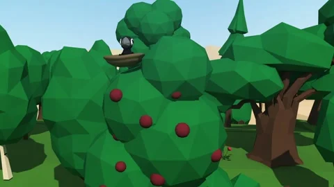 Bird in the nest 3D Low poly animation Stock Footage 211808996