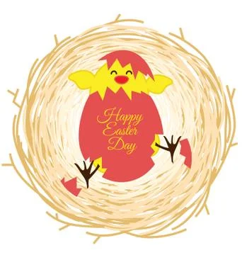 Bird nest and egg for Easter greeting card Stock Illustration