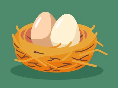 Bird nest with eggs vector illustration Stock Illustration