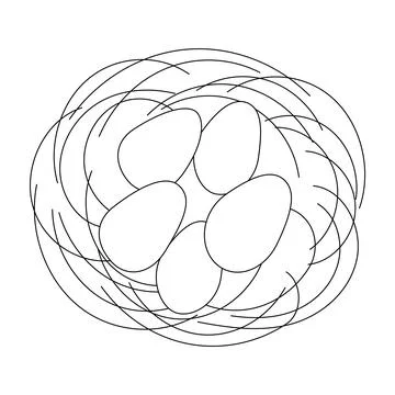 Bird nest with eggs on white background Stock Illustration