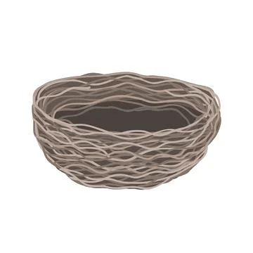 Bird nest. Empty nest with branches isolated on white background. Stock Illustration