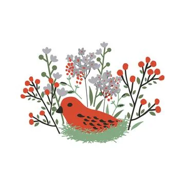 Bird on the nest Stock Illustration