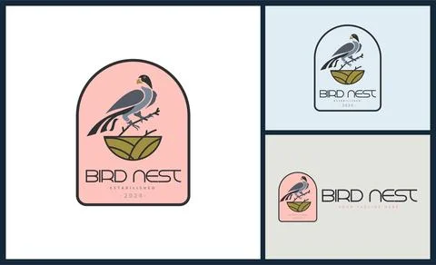 Bird nest logo template design for brand or company and other Stock Illustration