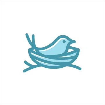 Bird nest logo vector line art outline download monoline Stock Illustration