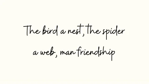 The bird a nest, the spider a web, man friendship. Inspirational Quote video Stock-Footage 220518248