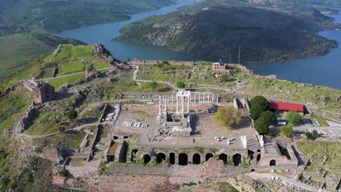 Bird nesting inside ancient columns Stock Footage 292733548