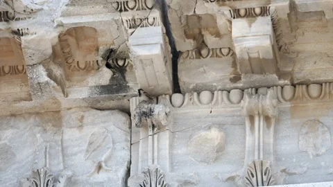 Bird nesting inside ancient columns Video stock 302899435