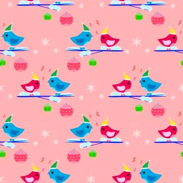 Bird new year seamless pattern vector Illustrazione stock