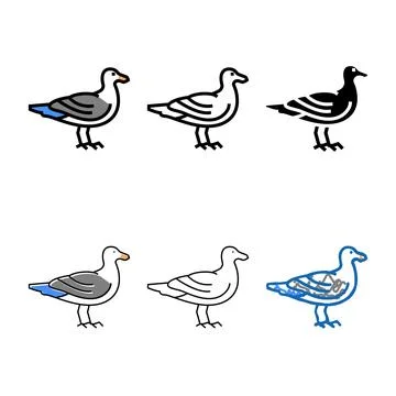 Bird ocean color icon vector mix Stock Illustration