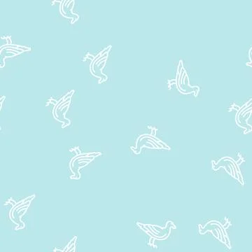 Bird ocean line seamless pattern 스톡 일러스트