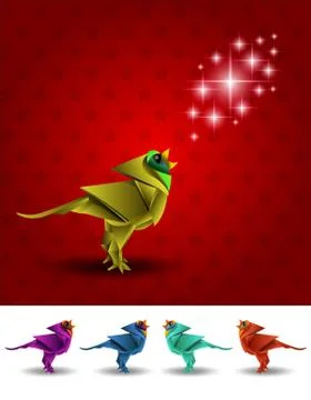 Bird origami set Stock Illustration