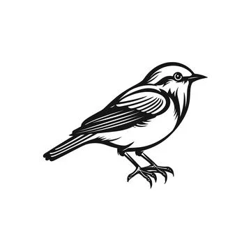 Bird outline sketch vector linear for coloring Stock Illustration