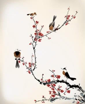 Bird painting Illustrazione stock