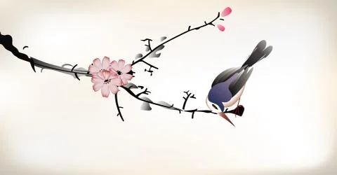 Bird painting Illustrazione stock