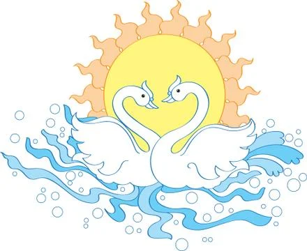 Bird pair romancing in water Stock Illustration