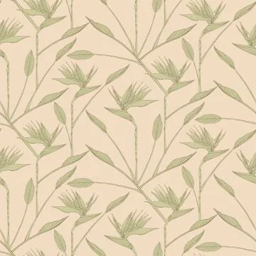 Bird of the paradise flowers seamless pattern Illustrazione stock