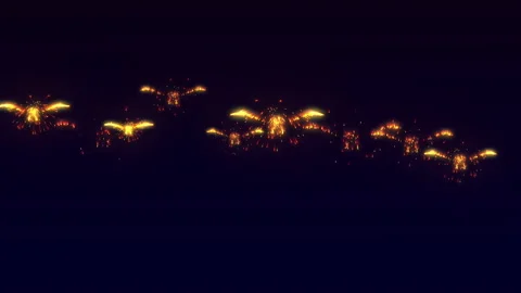 Bird particle fire works effect animation Stock Footage 149632652