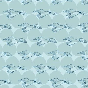 Bird pattern cyan Stock Illustration